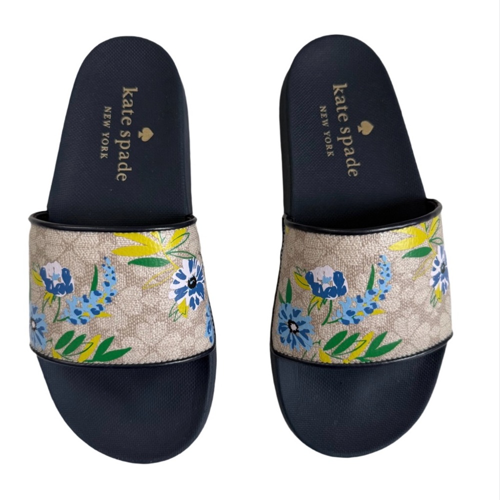 Kate Spade Blue Floral Slides